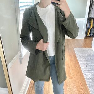 Lightweight Olive Green Rain Jacket, Size Small